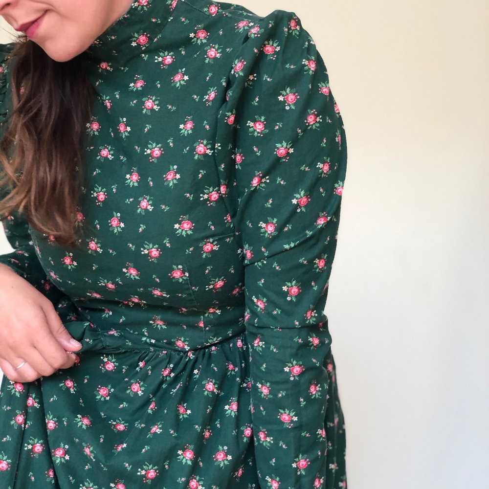 Vintage Cottagecore Floral Green Dress - Picture 4 of 6